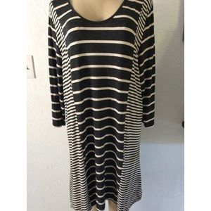 STRIPE CHARCOAL GREY PLUS SIZE DRESS